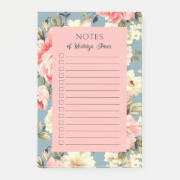 French Country Cottage Garden Floral Pink Post-it Notes