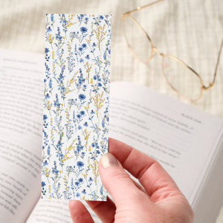 French Country Cottagecore Blue Yellow Wildflowers Bookmarks