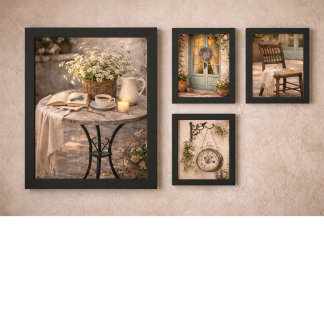 French Country Courtyard Wall Art Print Set