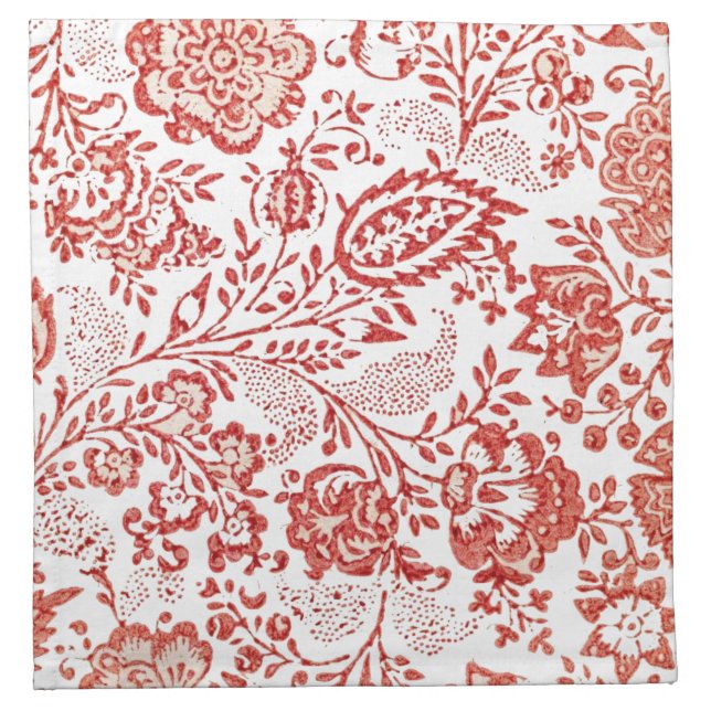 French Country Decor Red Toile Cloth Napkin (Front)