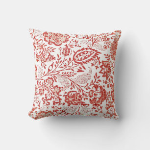 French Country Decor Red Toile Throw Pillow