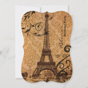 french country eiffel tower paris birthday party invitation