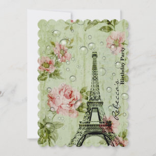 french country eiffel tower paris birthday party invitation