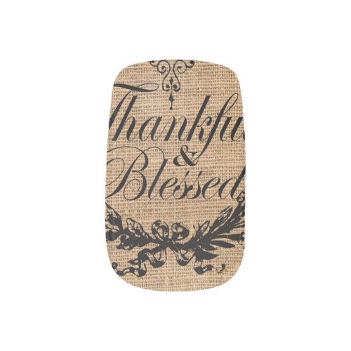 french country farm burlap thankful and blessed minx nail art