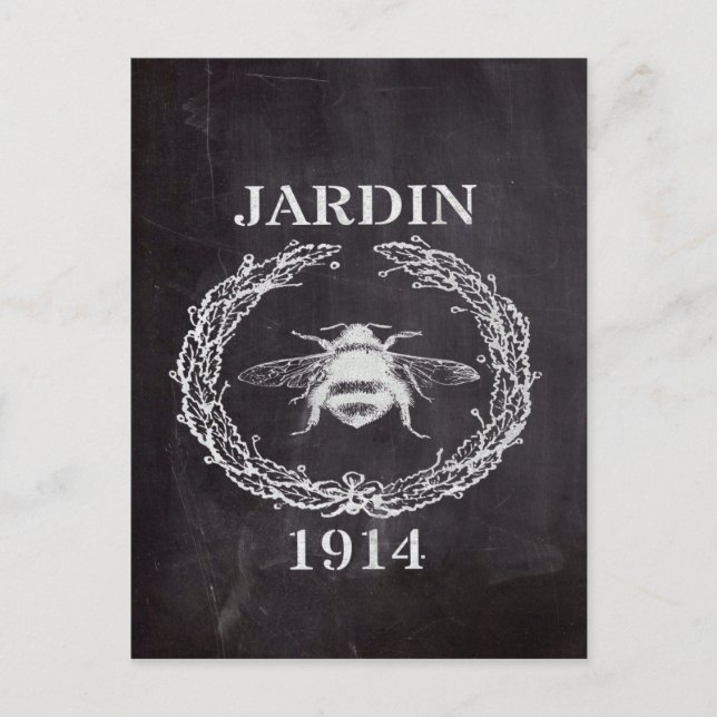 french country farmhosue chalkboard vintage bee postcard (Front)