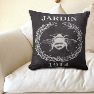 french country farmhosue chalkboard vintage bee throw pillow