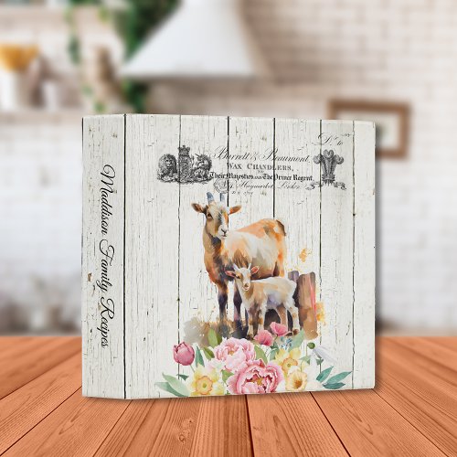 French Country Floral Alpine Goats 3 Ring Binder