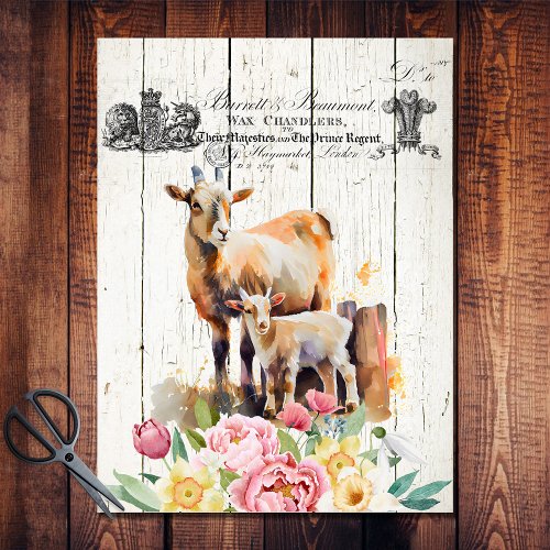 French Country Floral Alpine Goats Tissue Paper