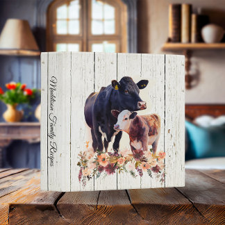 French Country Floral Angus Cows i 3 Ring Binder