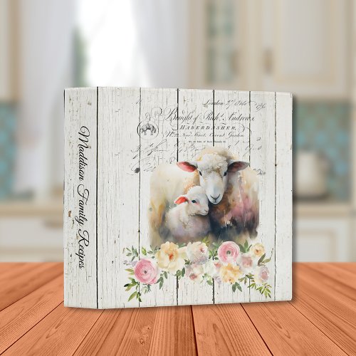 French Country Floral Dorper Sheep 3 Ring Binder