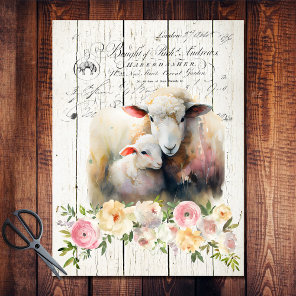 French Country Floral Dorper Sheep Tissue Paper