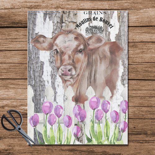 French Country Floral Farm Cow craft Tissue Paper