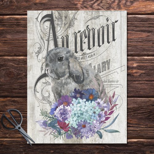 French Country Floral Gray Bunny craft Tissue Paper