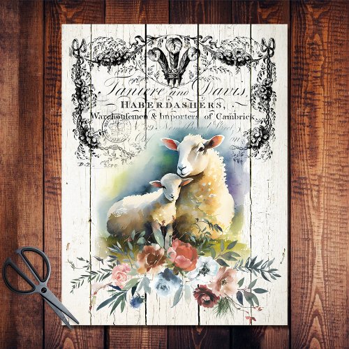 French Country Floral Hampshire Sheep Tissue Paper