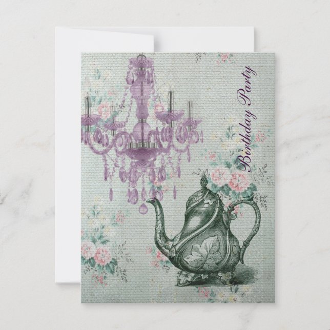 french country garden birthday tea party invitation (Front)