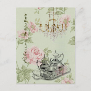 french country garden birthday tea party invitation