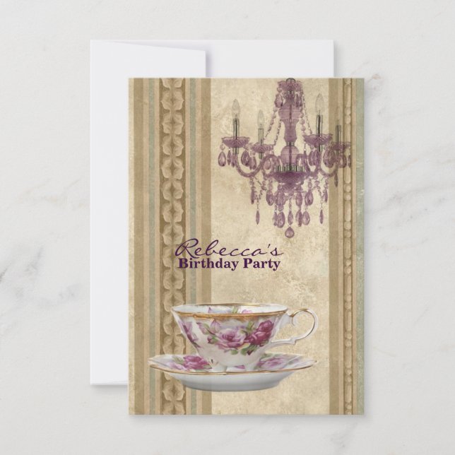 french country garden birthday tea party invitation (Front)