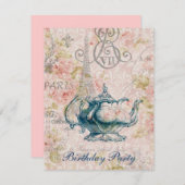 french country garden birthday tea party invitation (Front/Back)