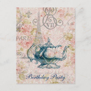 french country garden birthday tea party invitation