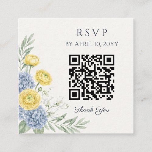 French Country Garden QR Photo Wedding RSVP Enclosure Card