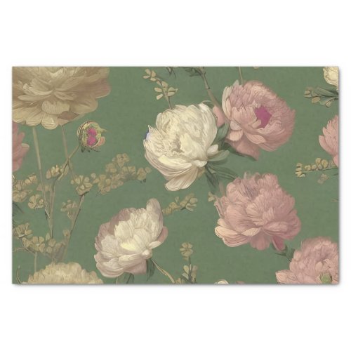 French Country Garden Victorian Peonies Tissue Paper