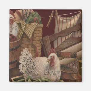 French Country Hens Fridge Magnet