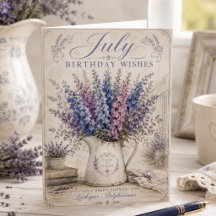 French Country July Birth Flower Birthday Card