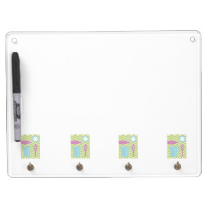 French Country Kitchen - Utensils on chevron. Dry Erase Board With Keychain Holder