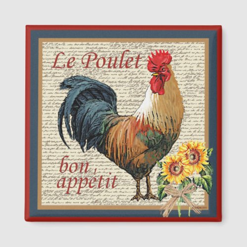 French Country Kitchen Vintage Rooster Magnet