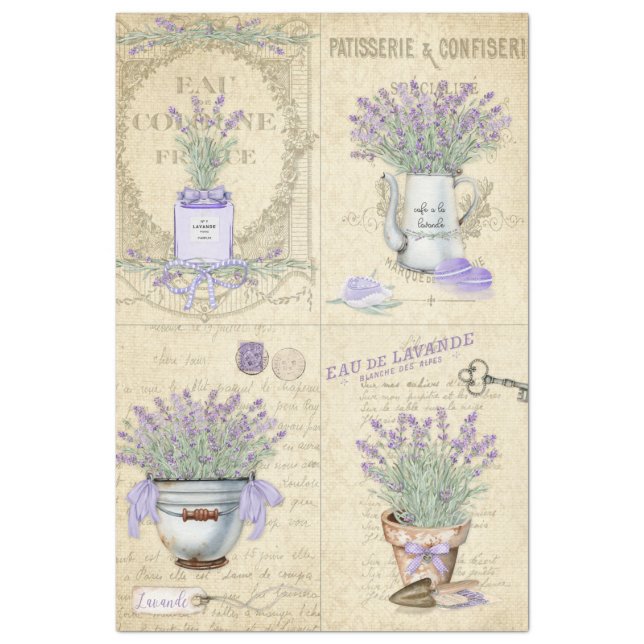 French Country Lavender Decoupage Tissue Paper (Vertical)