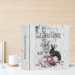 French Country Le Beau Monde Bunnies Floral 3 Ring Binder