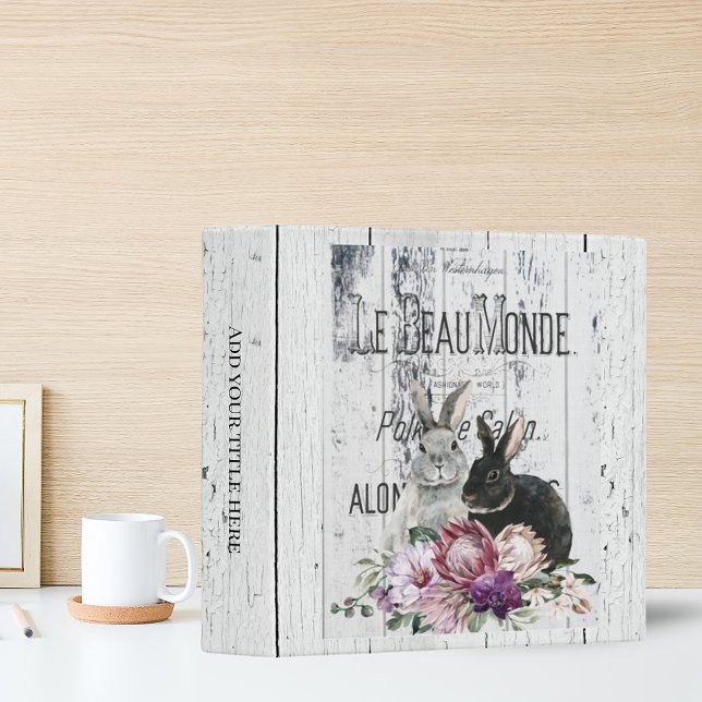 French Country Le Beau Monde Bunnies Floral 3 Ring Binder (Creator Uploaded)
