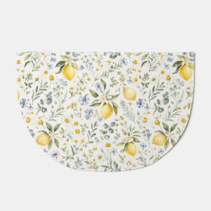 French Country Lemon and Wildflowers Pattern Doormat