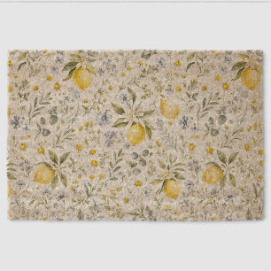French Country Lemon and Wildflowers Pattern Fiber Doormat