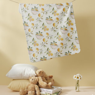 French Country Lemon Pattern Baby Blanket
