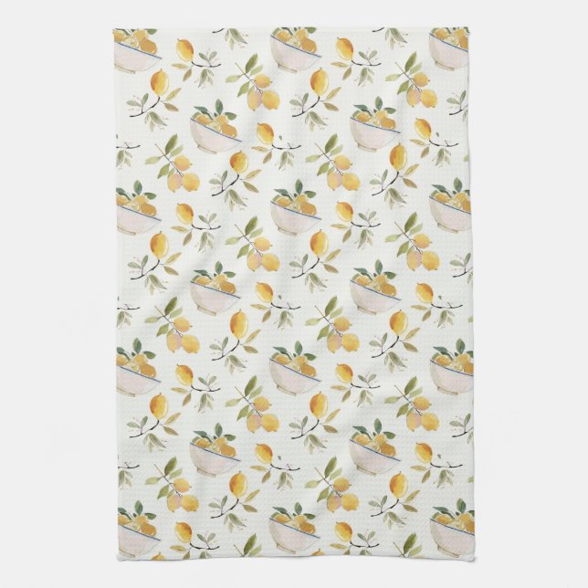 French Country Lemon Pattern Kitchen Towel (Vertical)