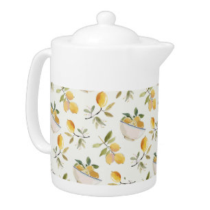 French Country Lemon Pattern Teapot