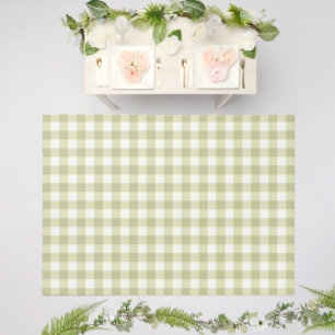 French Country Meadow Gingham - sage green plaid. Outdoor Rug