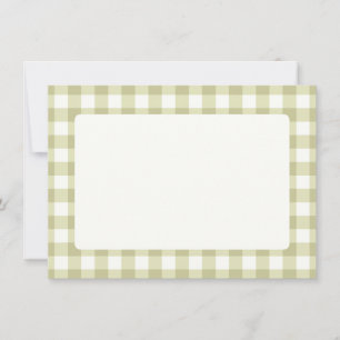 French Country Meadow Gingham - sage green plaid. Thank You Card