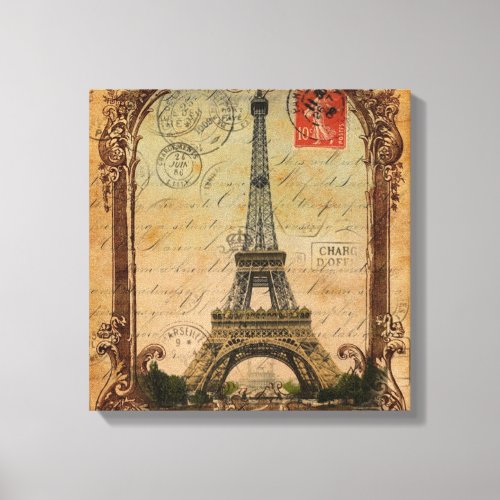 french country modern vintage paris eiffel tower canvas print