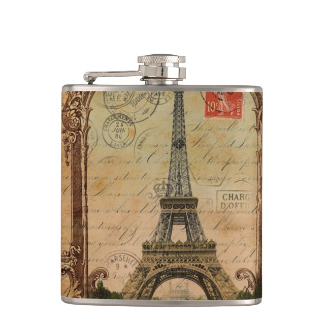 french country modern vintage paris eiffel tower flask (Front)