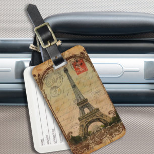 french country modern vintage paris eiffel tower luggage tag