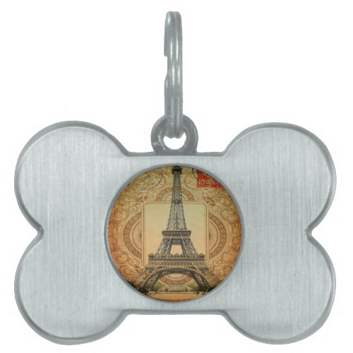 french country modern vintage paris eiffel tower pet name tag