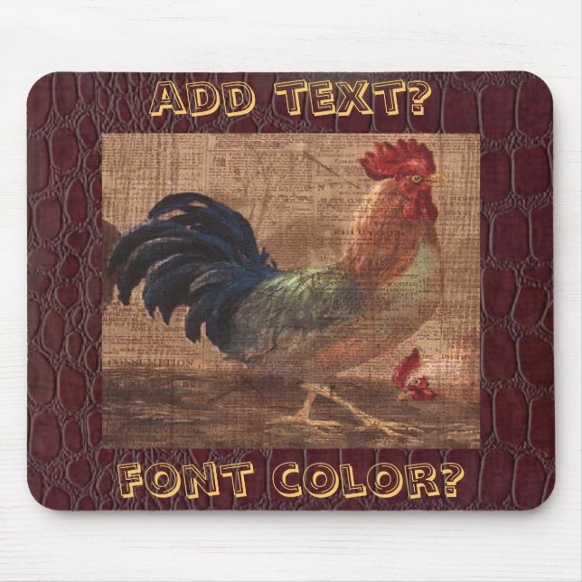 French Country Mousepad for the Rooster Lover (Front)