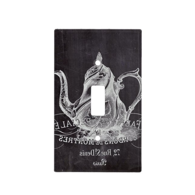 french country paris tea party chalkboard teapot light switch cover (Front)
