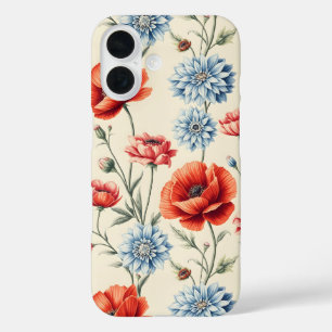 French Country Poppy and Dahlia  iPhone 16 Case