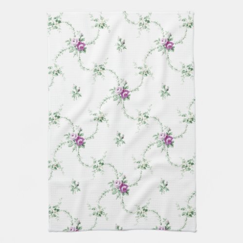 French Country Purple and White Floral Kitchen Towel