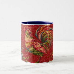 French Country Red Rooster 2 Tone Mug