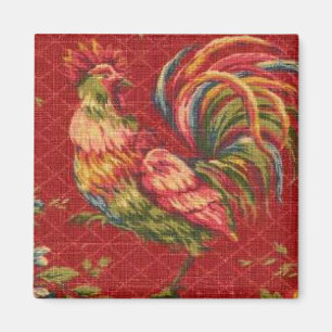 French Country Red Rooster Fridge Magnet