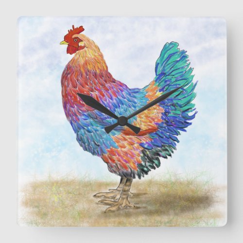 French Country Rooster Acrylic Wall Clock